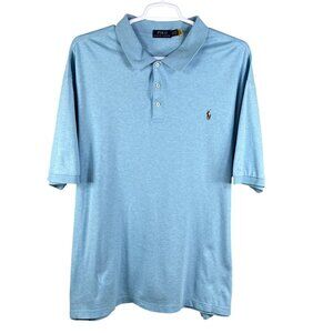 Ralph Lauren Polo Mens 4XLT Light Blue Short Sleeve Polo Shirt Golf Quiet Luxury